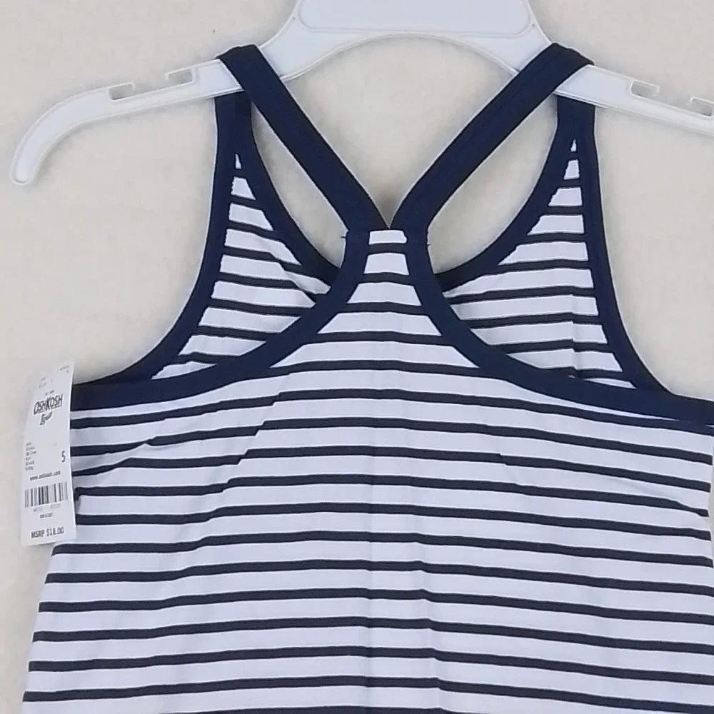 OshKosh Cotton RacerBack Tank Girl's‎ Size 5 in navy white stripes